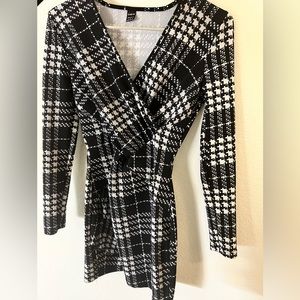 Shein Tight Sexy Short Dress - Small - Houndstooth